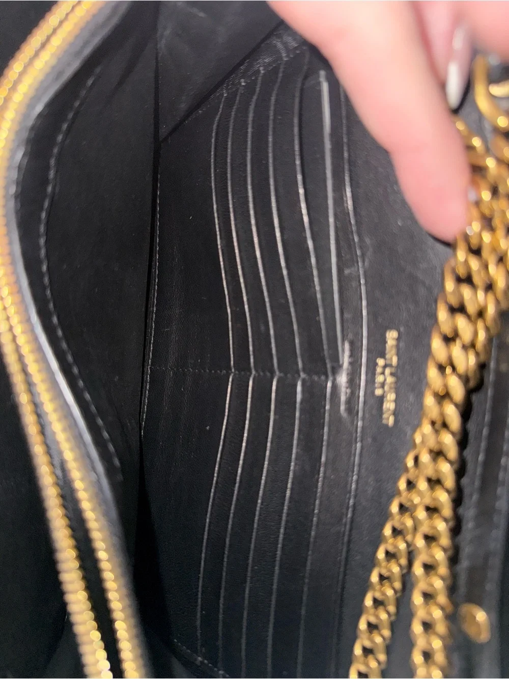 Saint Laurent Black Quilted Leather Shoulder Bag with Gold YSL Chain - Picture 7 of 11